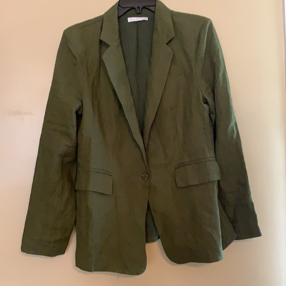 KARLIE Notched Collar, Linen Blend, One Button Blazer Jacket Size Medium